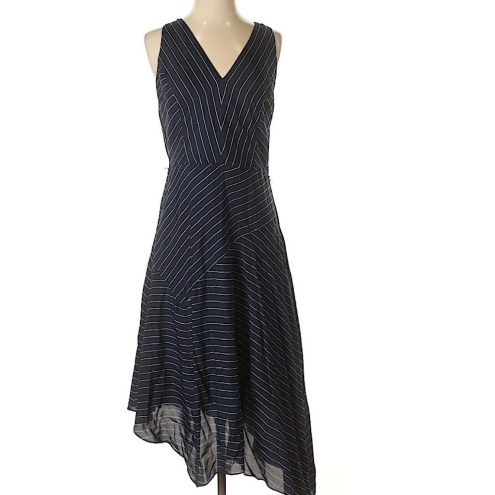 WHBM Asymmetrical Navy & White Stripe Dress w/tags
